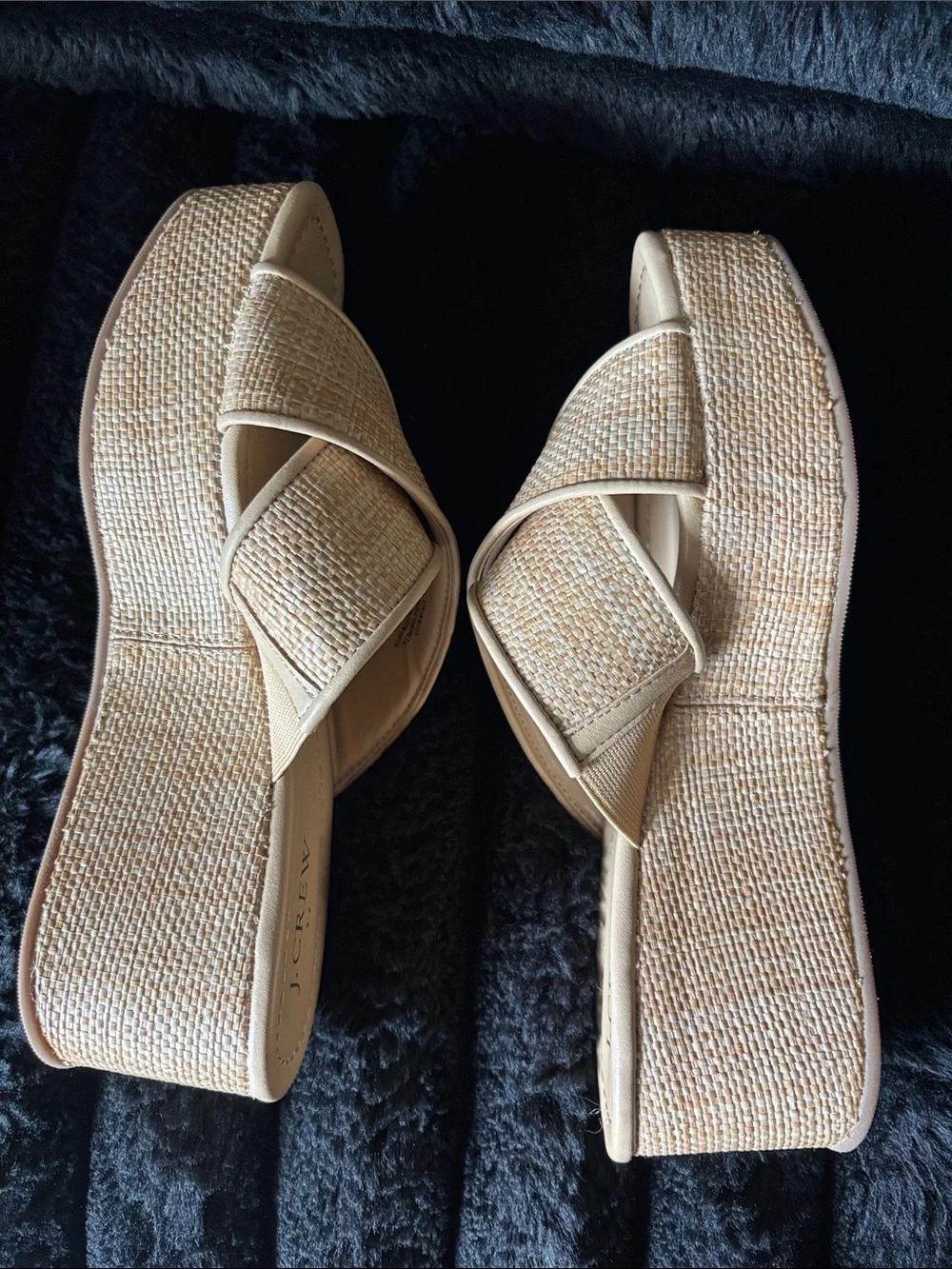 J. Crew Neutral Woven Crisscross Slide Mules